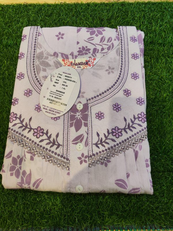 Nighties.Spun Nighty - XXL Size - Crush Spun Cloth - Lavender Color