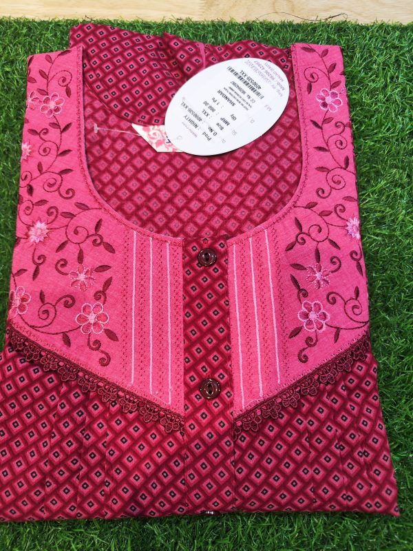 Nighties .Spun Nighty - XXL Size - Crush Spun Cloth - Pink Color