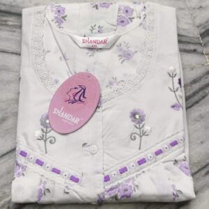Cotton mixed spun white with Lavender XXL