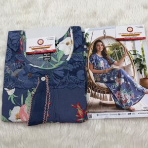Reyon Cloth Designer Nighties Royal Blue M size Nighty