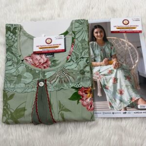 Reyon Cloth Designer Nighties Green L size Nighty