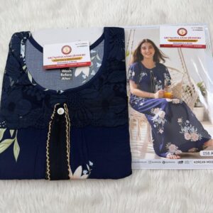 Reyon Cloth Designer Nighties Navy Blue M size Nighty