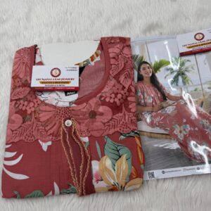 Reyon Cloth Designer Nighties Peach  M size Nighty